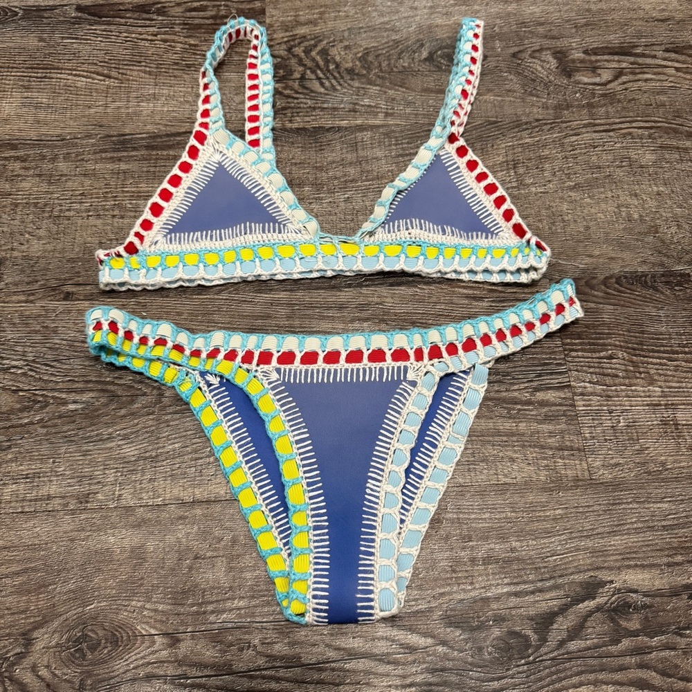 Kiini Bikini Colorful Crochet Trim Set